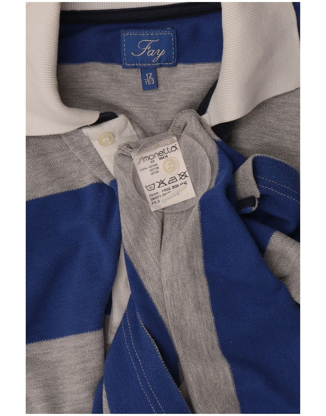 Chłopięca koszulka polo Fay 11-12 lat, bawełniana w niebieskie paski