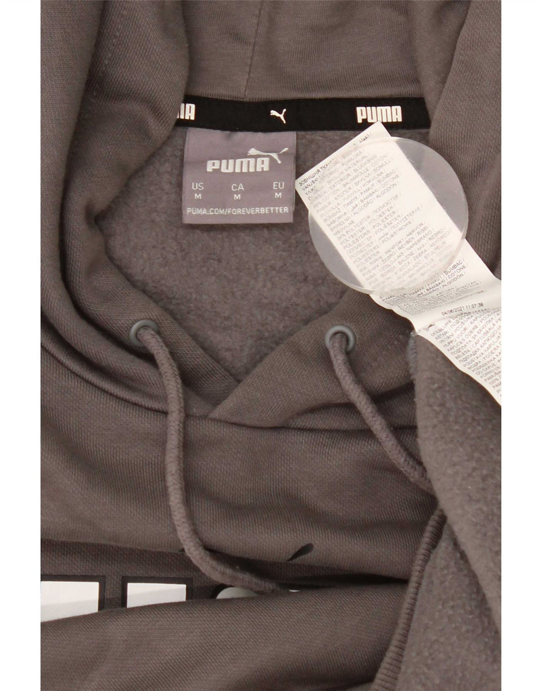 Męski sweter z kapturem Puma z grafiką, średnioszary, bawełniany