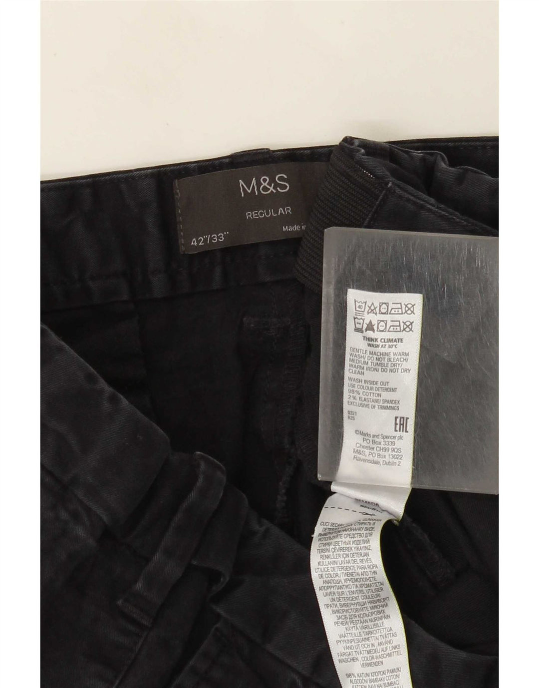 Męskie spodnie Chino Marks & Spencer Straight Regular W42 L33 Granatowe