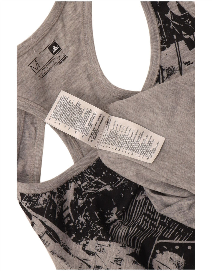 Damska kamizelka Adidas Climalite Graphic Top UK 12/14 Średni szary geometryczny