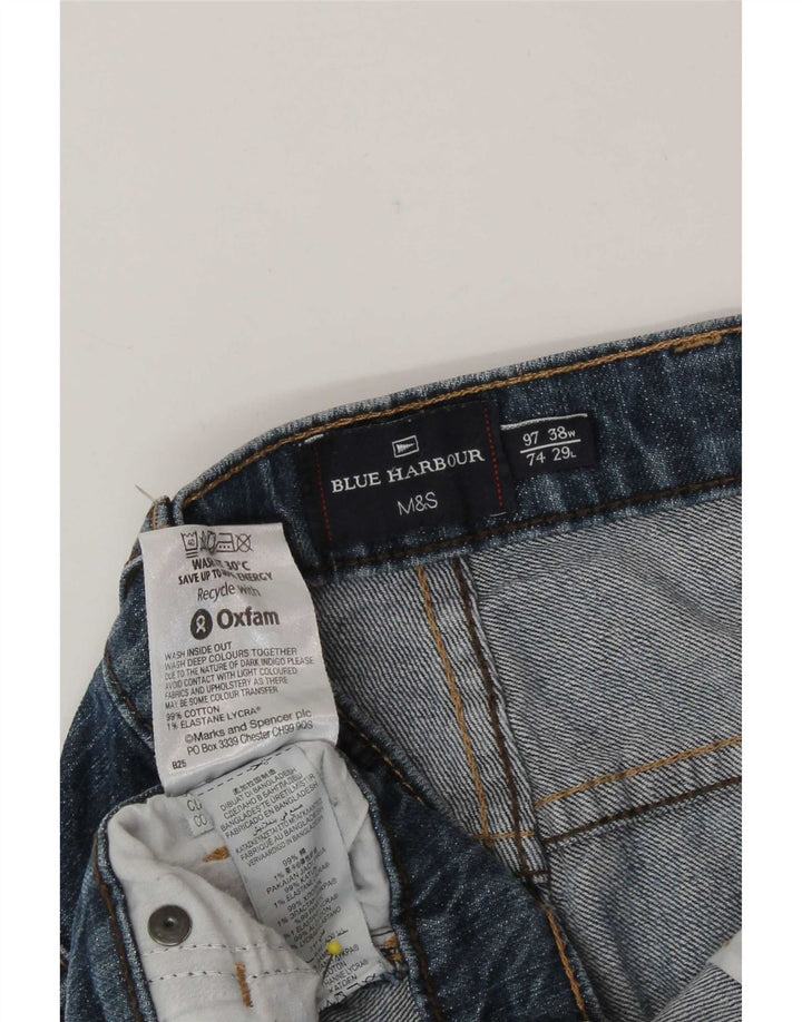 Marks & Spencer Męskie niebieskie dżinsy Harbor Straight W38 L27 Niebieskie bawełniane