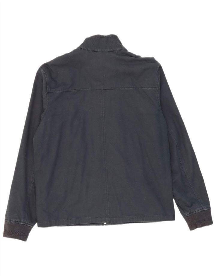 FARAH Mens Bomber Jacket UK 40 Large Navy Blue Cotton