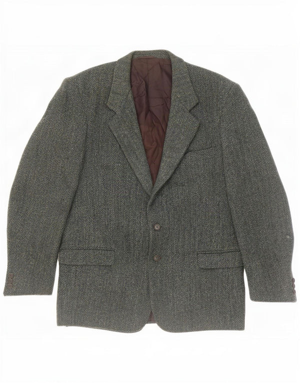 Męska marynarka zapinana na 2 guziki Harris Tweed IT 54 2XL Zielona jodełka