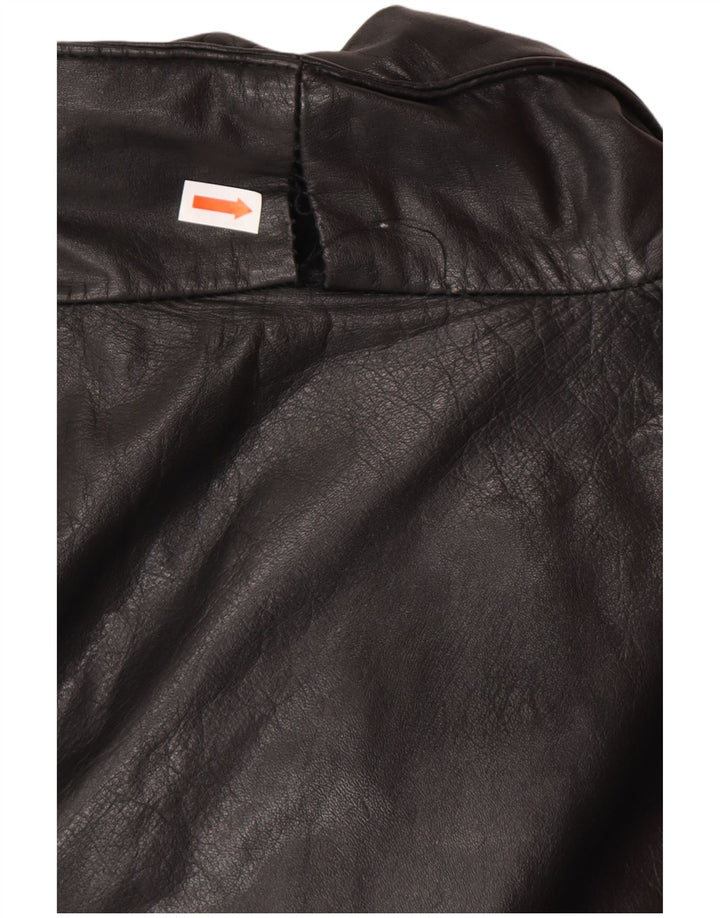 VINTAGE damski płaszcz skórzany oversize UK 14 średniej czarnej skóry