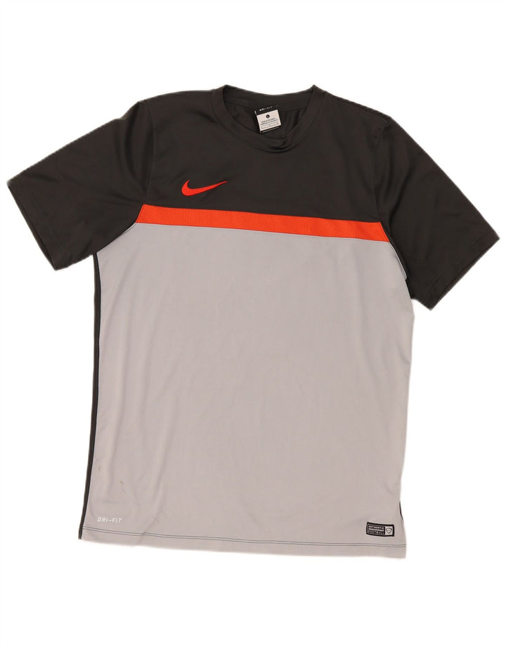 Męski T-shirt Nike Dri Fit, duży, szary poliester z blokami kolorów