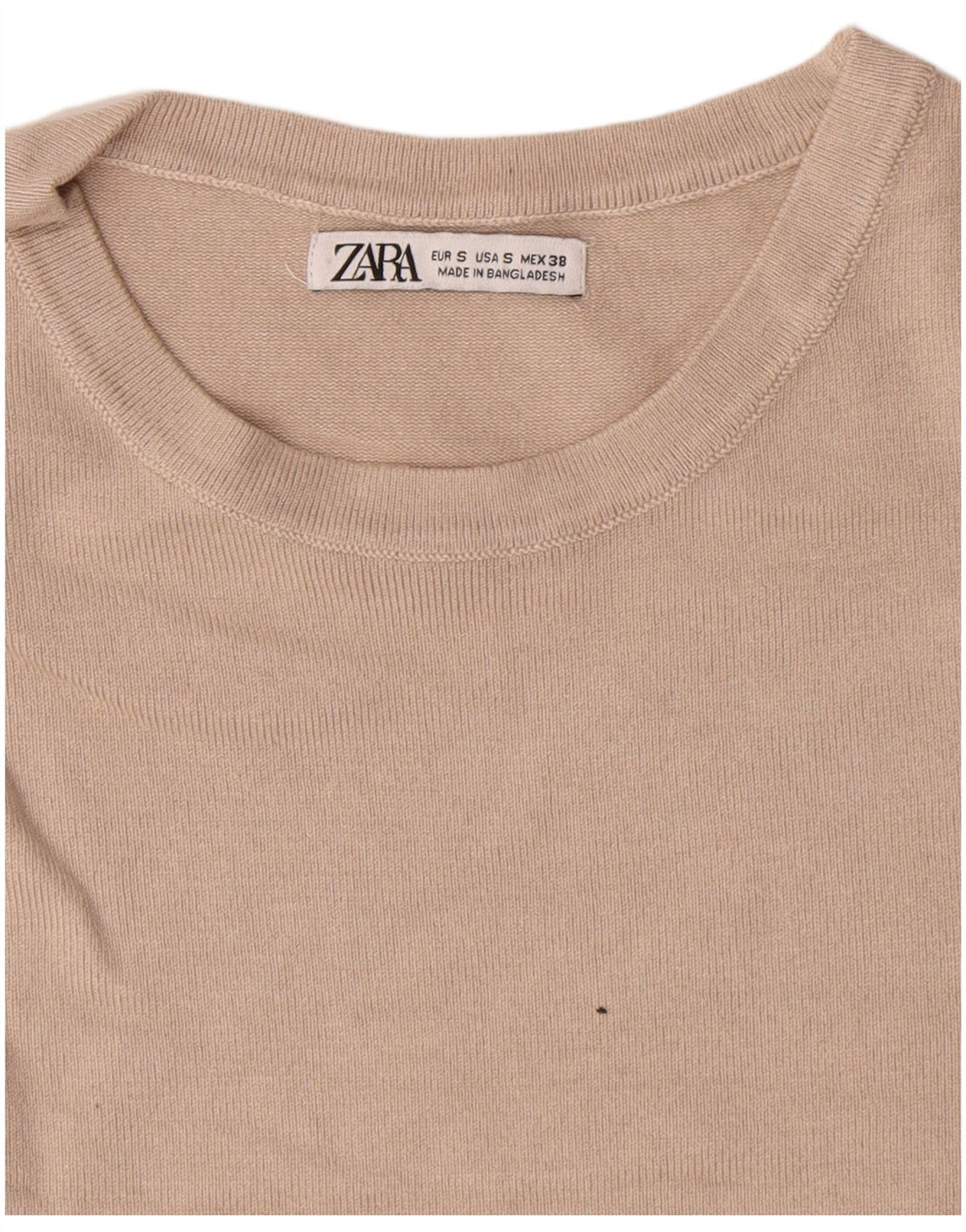 Męski sweter z okrągłym dekoltem Zara, mały, beżowy