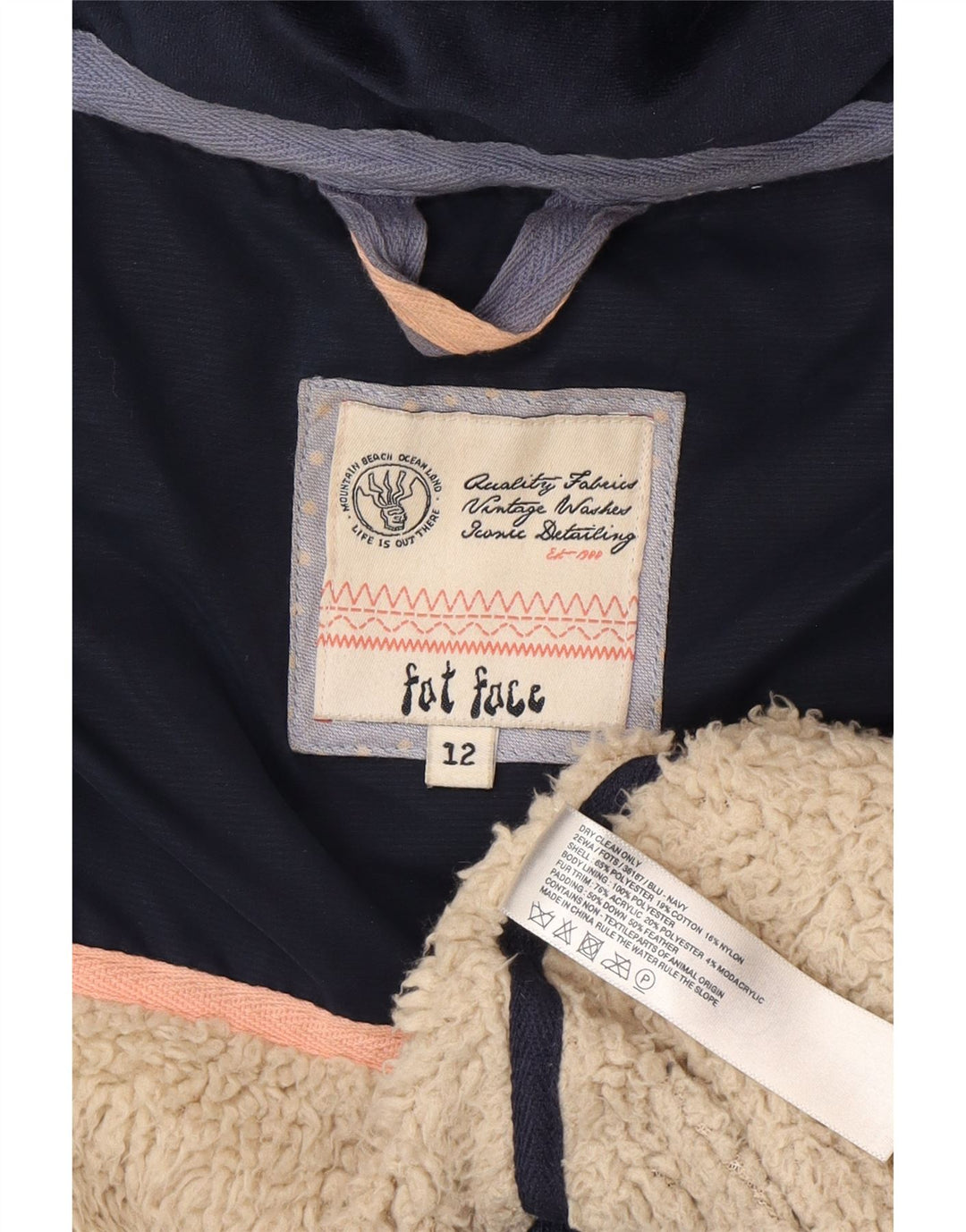 Damska wyściełana kamizelka z kapturem Fat Face UK 12, średni granatowy poliester