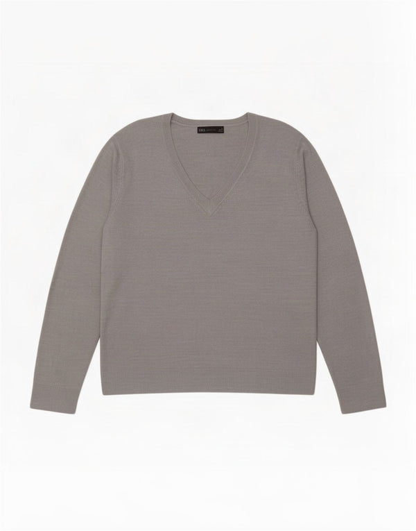 Marks & Spencer Damski sweter z dekoltem w kształcie litery V, UK 18 XL, szary, nakrapiany akryl
