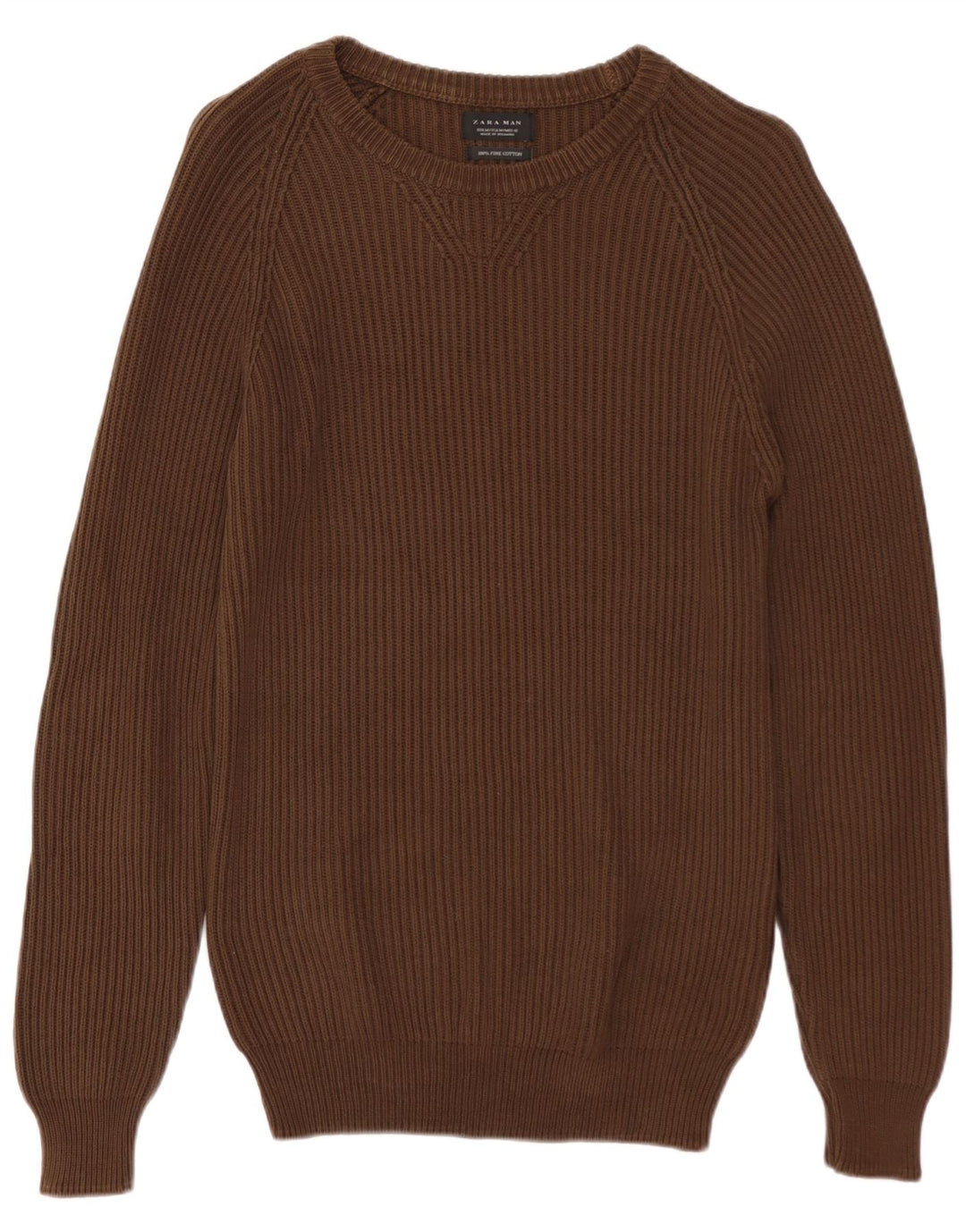 Męski sweter z dekoltem w łódkę ZARA Średni brązowy, bawełniany