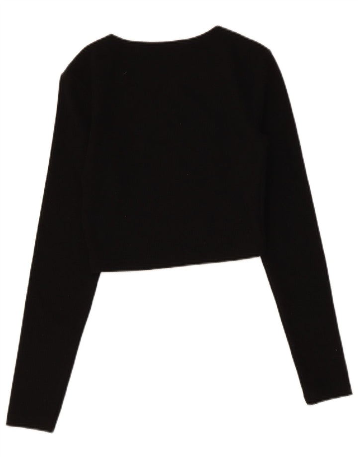ZARA Womens Crop Top Long Sleeve UK 12 Medium Black