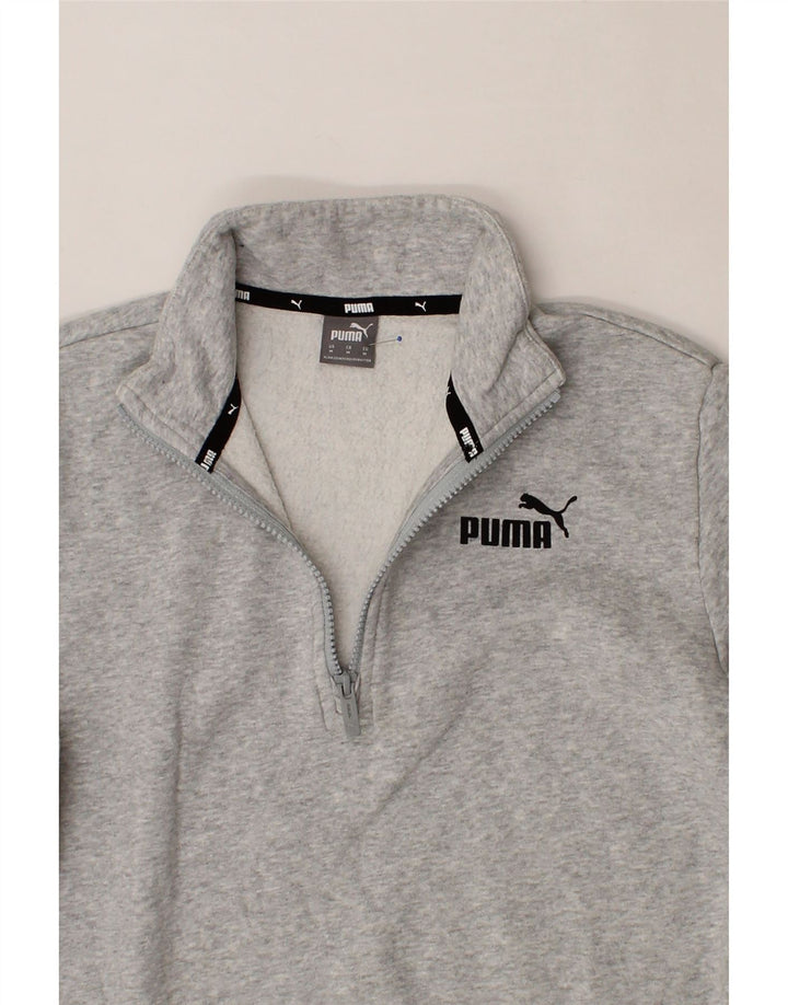 PUMA Womens Zip Neck Sweatshirt Jumper UK 14 Medium Grey Cotton Vintage Puma and Second-Hand Puma from Messina Hembry 