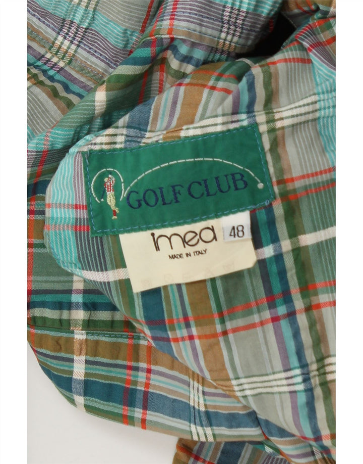 Vintage męska marynarka zapinana na 3 guziki IT 48 średnia zielona bawełniana krata