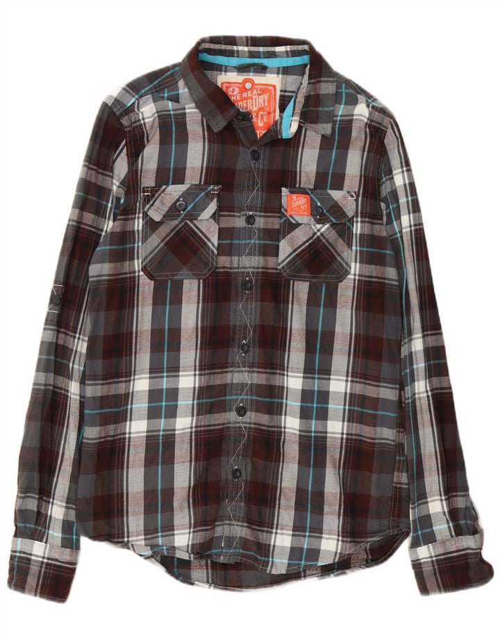 Męska koszula flanelowa Superdry, duża, wielokolorowa, bawełniana w kratę