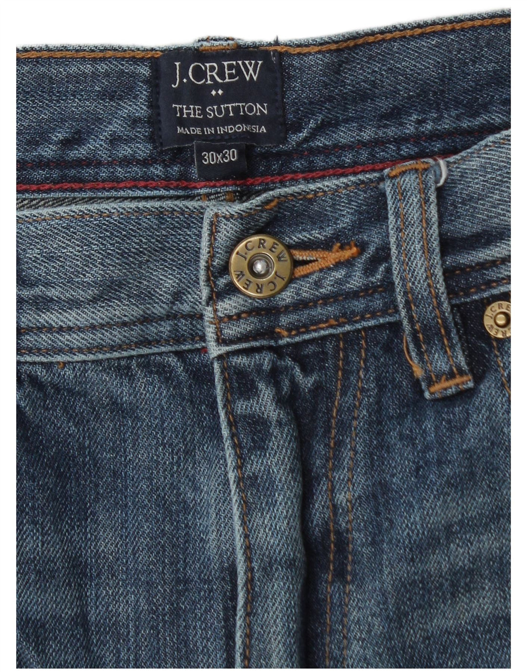 J. CREW Męskie proste dżinsy Sutton W30 L30 Niebieska bawełna
