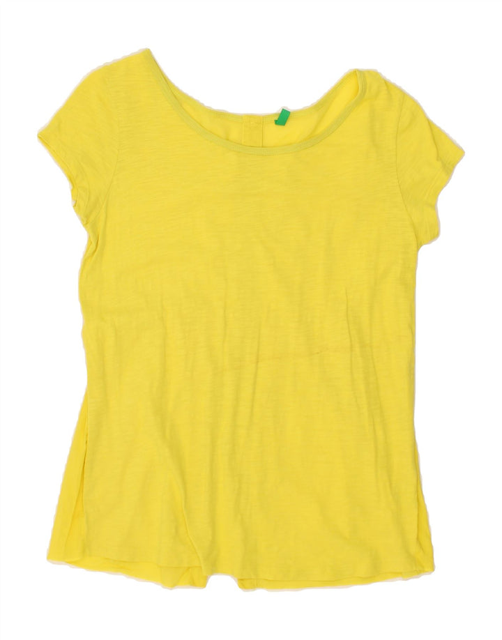 BENETTON Womens Short Sleeve Shirt Blouse UK 12 Medium Yellow Vintage Benetton and Second-Hand Benetton from Messina Hembry 