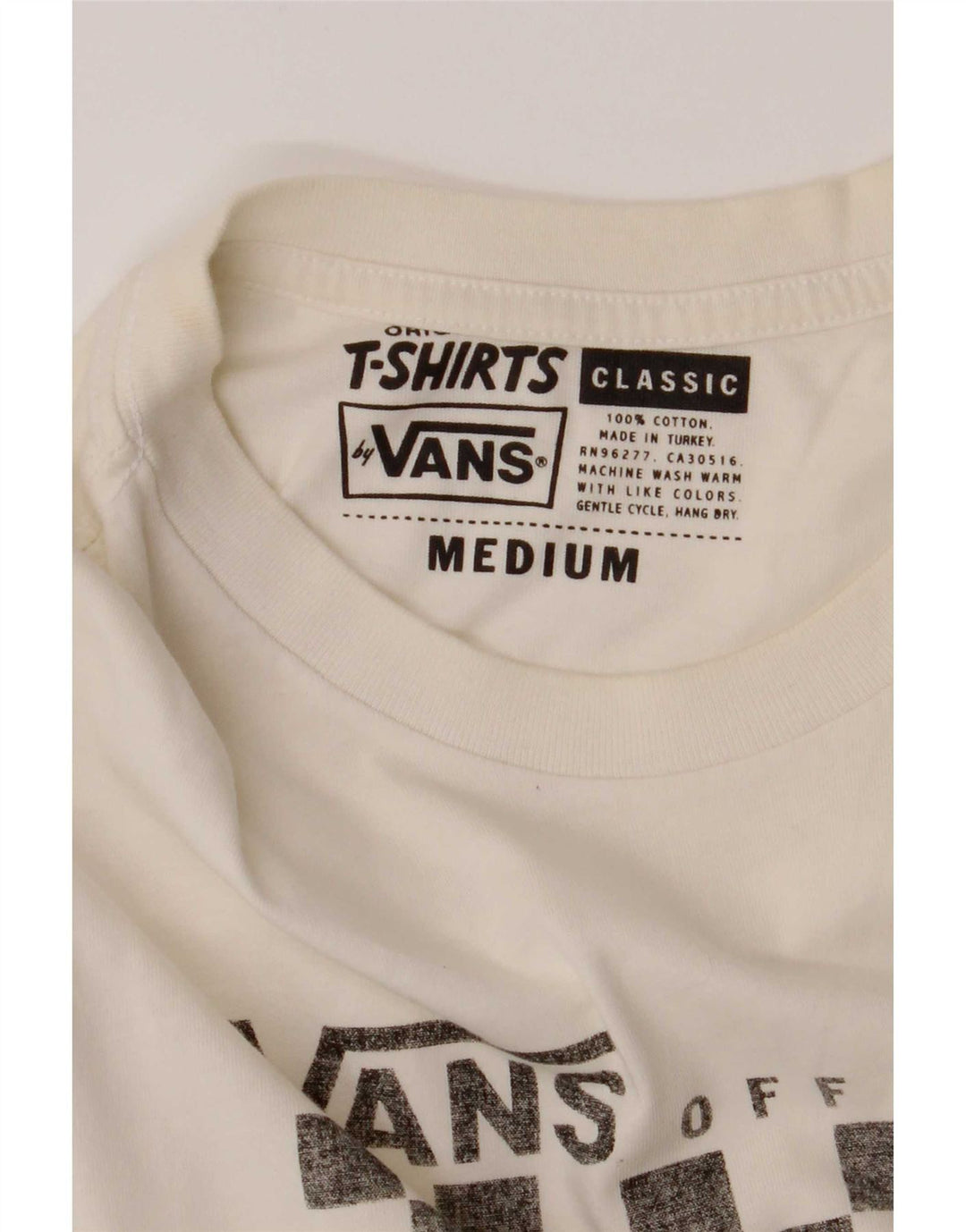 Męski T-shirt Vans o klasycznym kroju z grafiką, średniej wielkości, biały, bawełniany