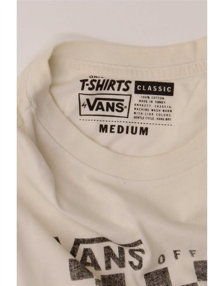 Męski T-shirt Vans o klasycznym kroju z grafiką, średniej wielkości, biały, bawełniany