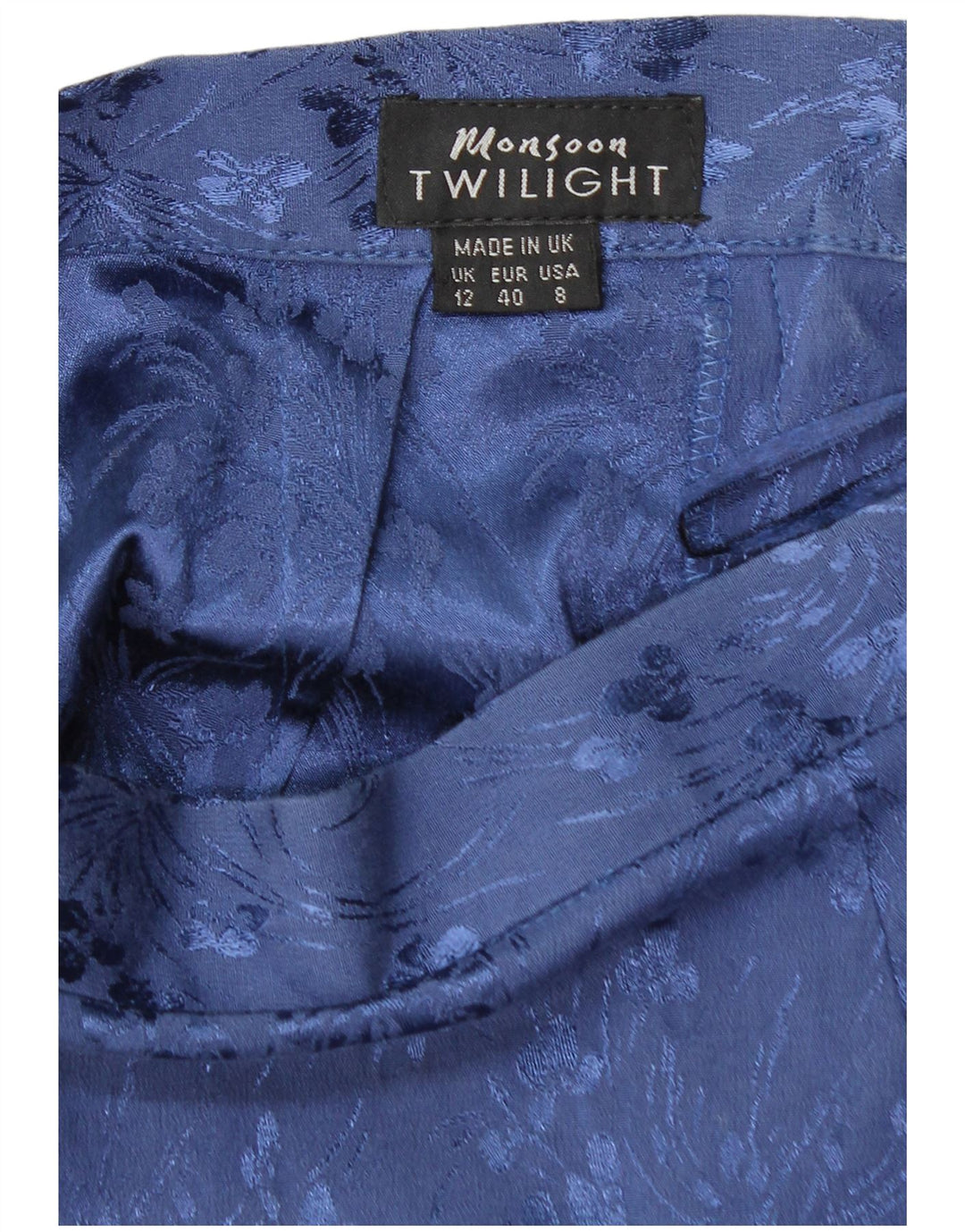 MONSOON Damska spódnica ołówkowa Maxi Twilight UK 12 Medium W26 Niebieskie kwiaty