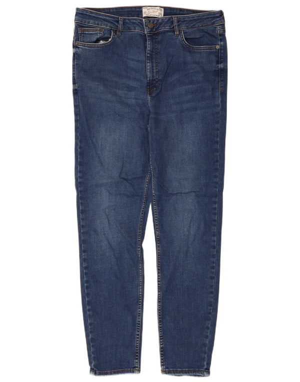 Damskie jeansy Fat Face Harlow Skinny z wysokim stanem UK 16, duże W32 L27 niebieskie