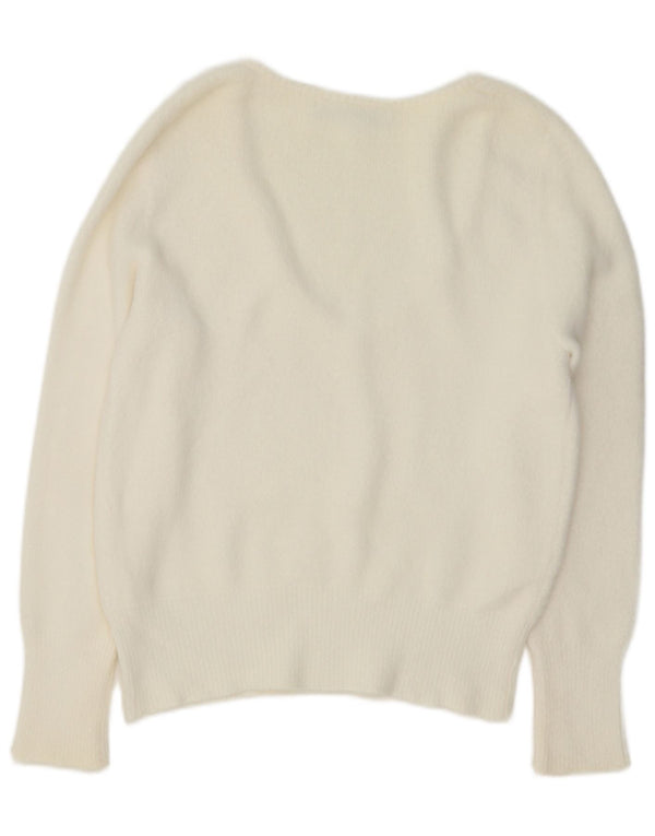 Sweter damski Zara z dekoltem w kształcie litery V, UK 16, duży, biały