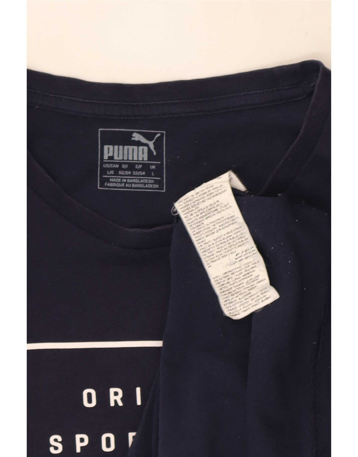 Męski T-shirt Puma z grafiką, duży, granatowy, bawełniany