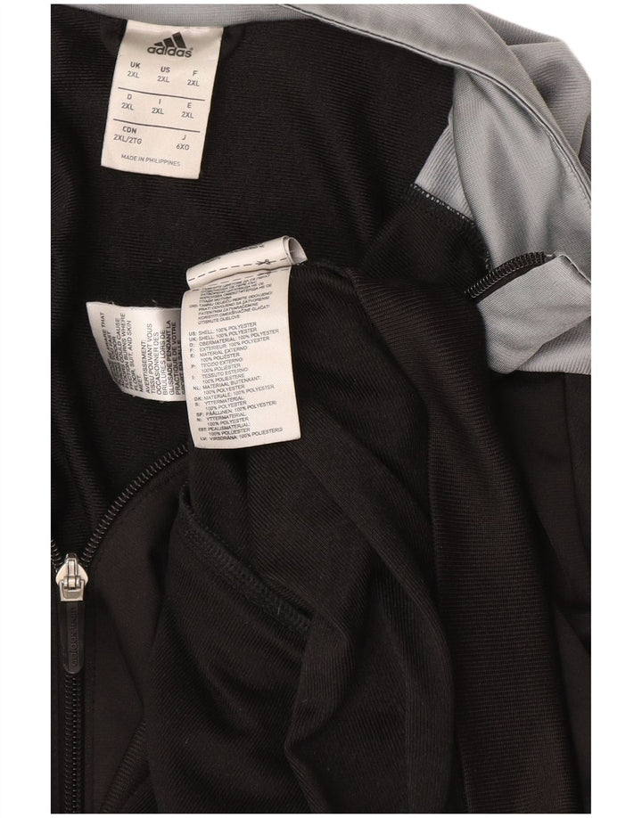 Adidas Męska bluza dresowa Top 2XL Czarny poliester z blokami kolorów