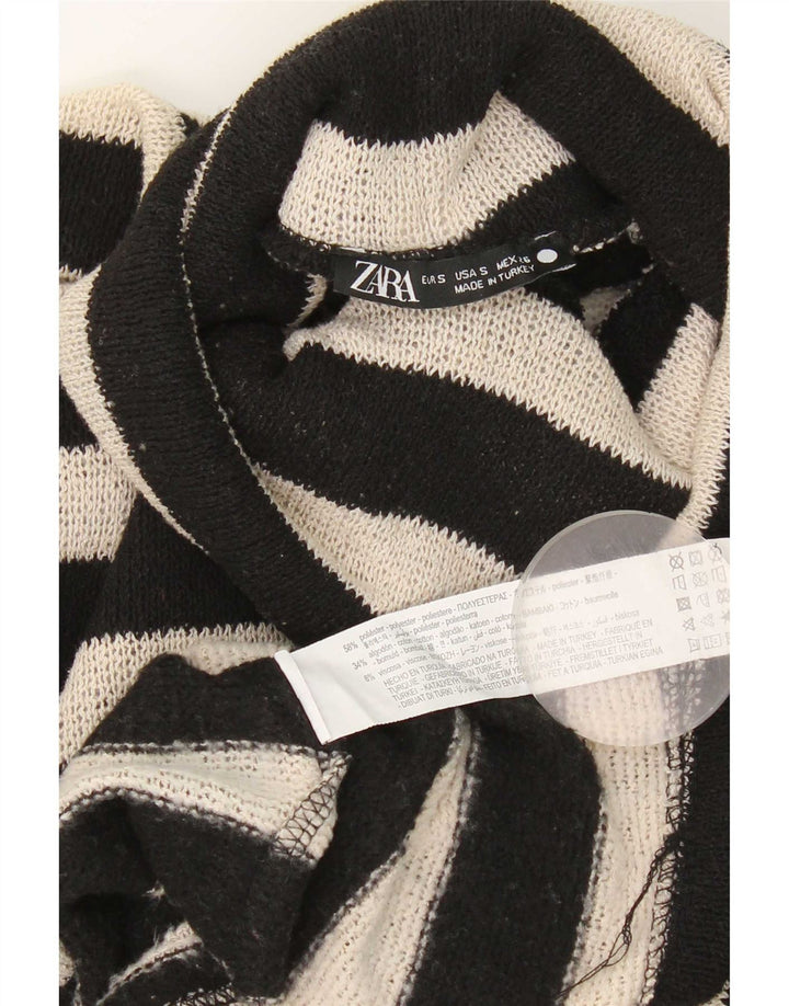 Damski sweter oversize z golfem Zara UK 10 w małe czarne paski