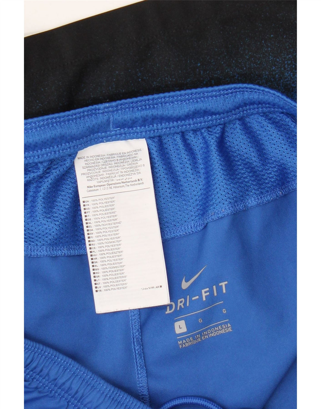 Męskie spodenki sportowe Nike Dri Fit, duże, niebieskie, poliestrowe bloki kolorów