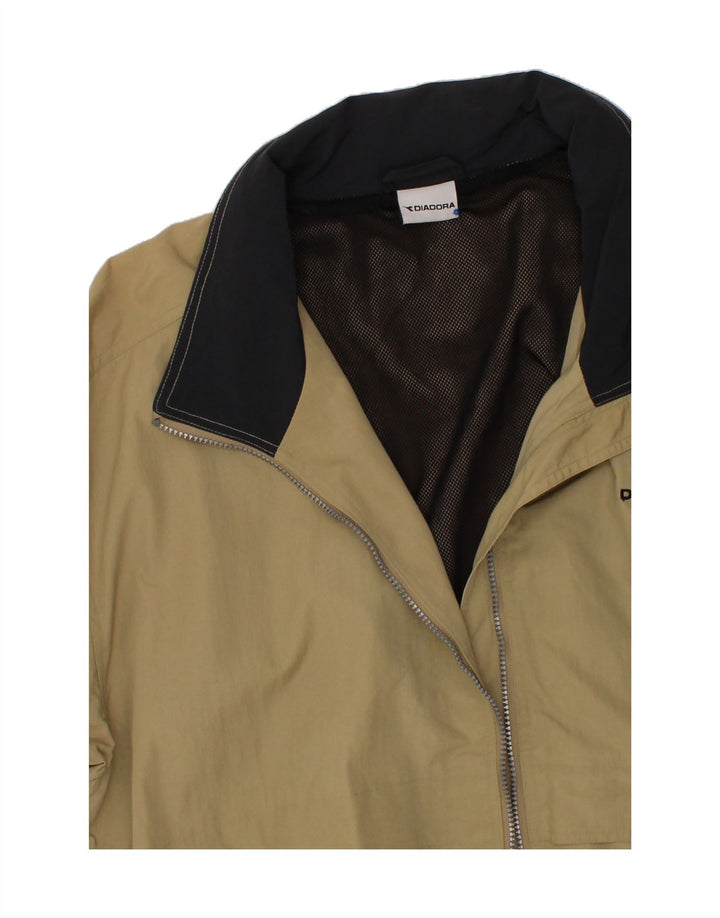 DIADORA Mens Hooded Rain Jacket UK 40 Large Beige Polyamide Vintage Diadora and Second-Hand Diadora from Messina Hembry 