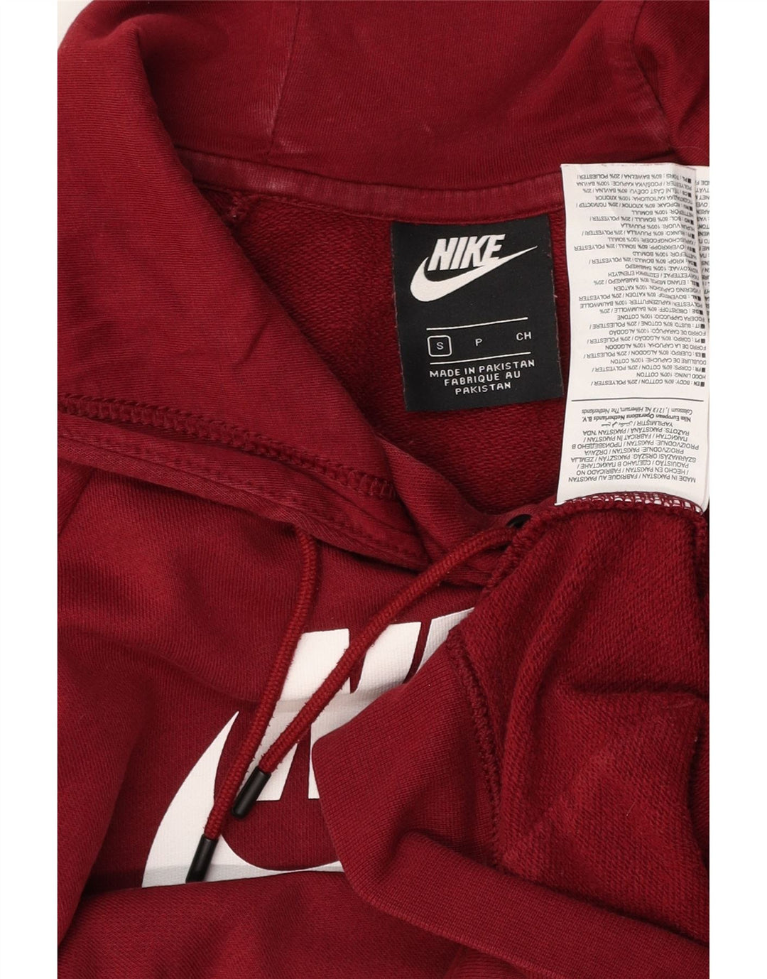 Męski sweter z kapturem NIKE z grafiką, mały, czerwony, bawełniany