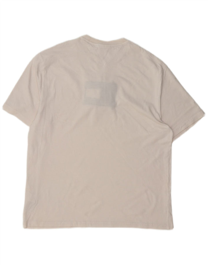 Męski T-shirt z grafiką TOMMY HILFIGER, mały, biały, bawełniany
