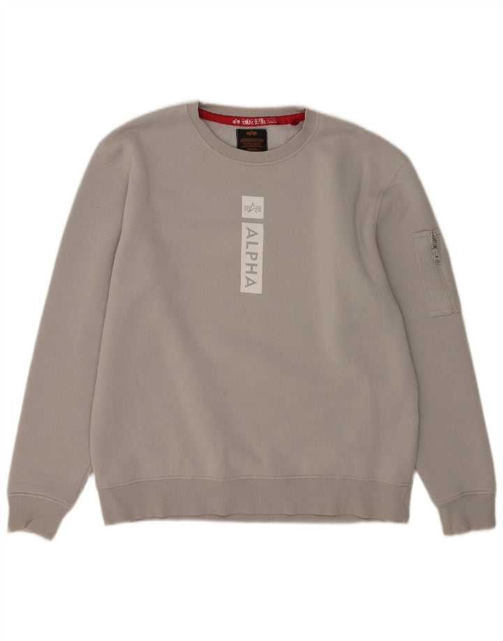 Męska bluza z grafiką Alpha Industries, duża, szara, bawełniana