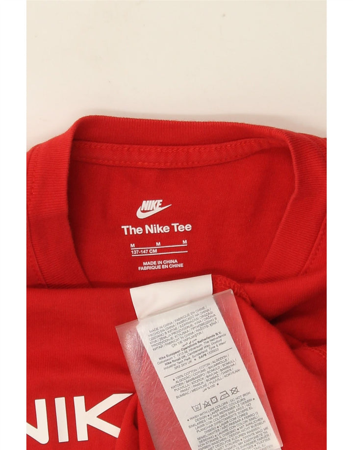 Chłopięcy T-shirt z grafiką NIKE, 10-11 lat, średni czerwony, bawełniany