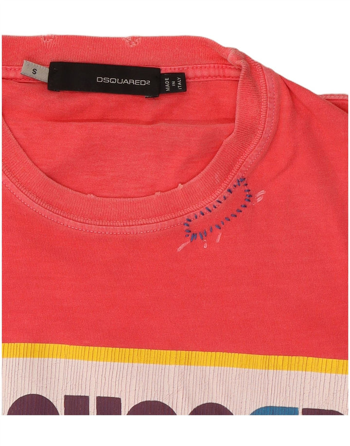 Męski T-shirt z grafiką dsquared2, mały, różowy