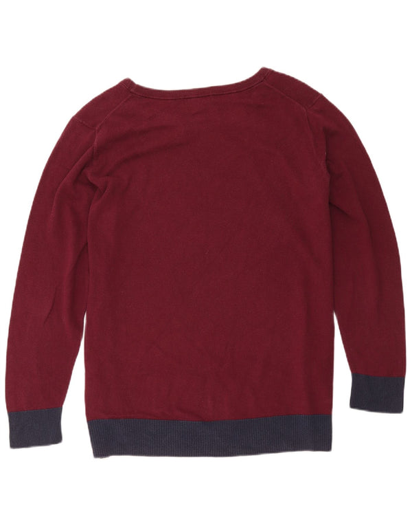Gap Womens Boat Neck Jumper Sweater UK 18 XL Burgundy Colourblock Cotton