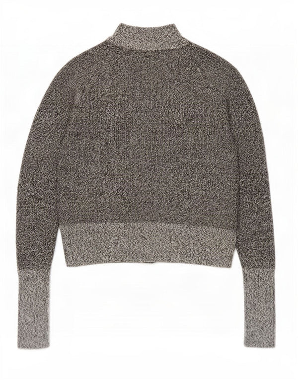 Sweter damski w stylu vintage, UK 12, średnioszary, wełniany w cętki