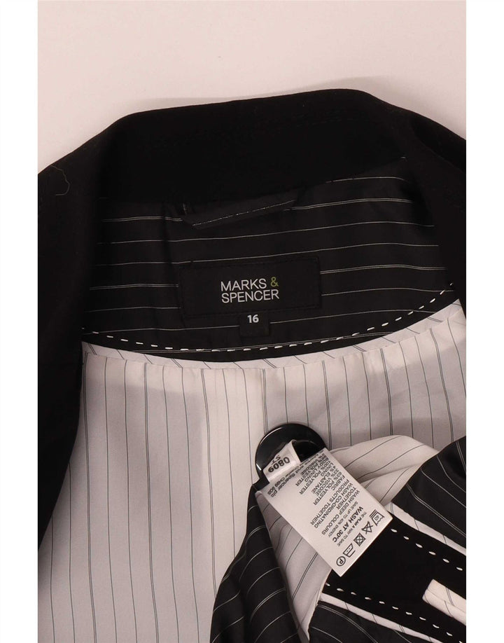 Marks & Spencer Damska marynarka zapinana na 1 guzik, UK 16, duża, czarna, poliester