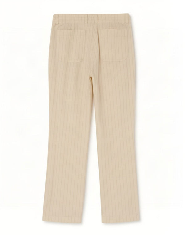 Męskie proste spodnie chino Zara XL W42 L32 Białe lniane prążki