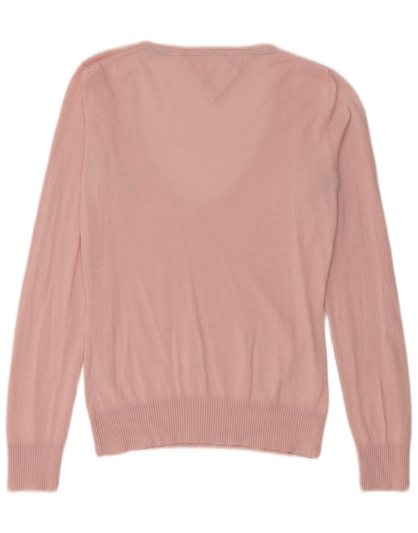Sweter damski Tommy Hilfiger z dekoltem w kształcie litery V, UK 12, średni róż