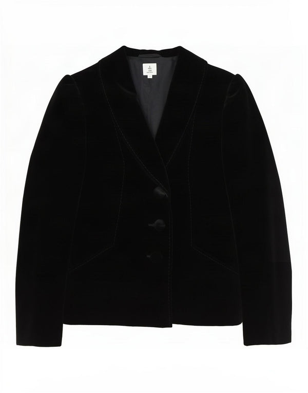 Vintage Womens 2 Button Velvet Blazer Jacket EU 40 Medium Black Cotton