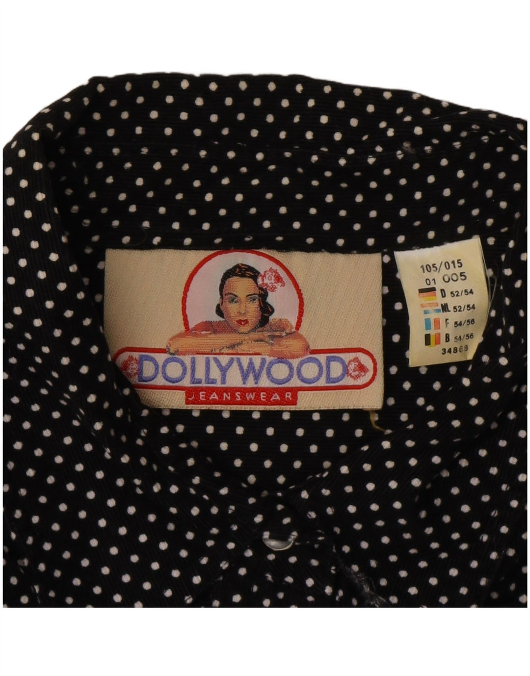 Vintage damska oversize'owa sukienka koszulowa EU 52 4XL czarna bawełniana w cętki