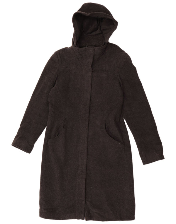 Damski płaszcz z kapturem Topshop UK 12 Średni szary, wełniany cętkowany