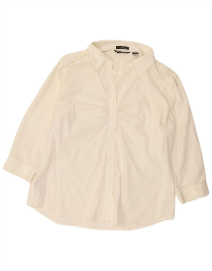 EDDIE BAUER Damska bluzka z rękawem 3/4, pulowerem, UK 18 XL, biała bawełna