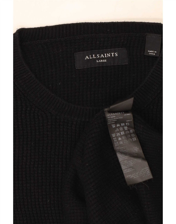 Męski sweter z wycięciem pod szyją All Saints, duży, czarny, bawełniany