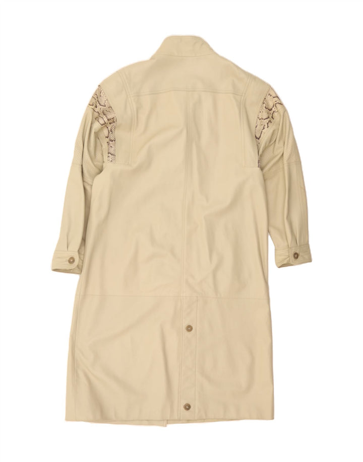 Płaszcz damski skórzany VINTAGE UK 18 XL beżowy