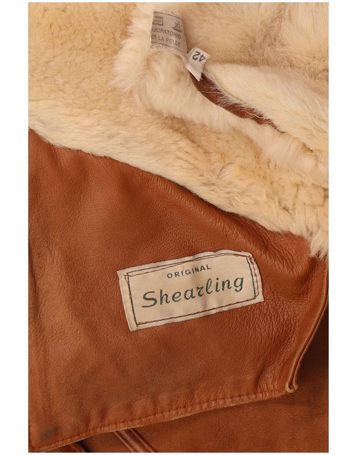 Damska kurtka shearling w stylu vintage IT 42 Średni beżowy shearling