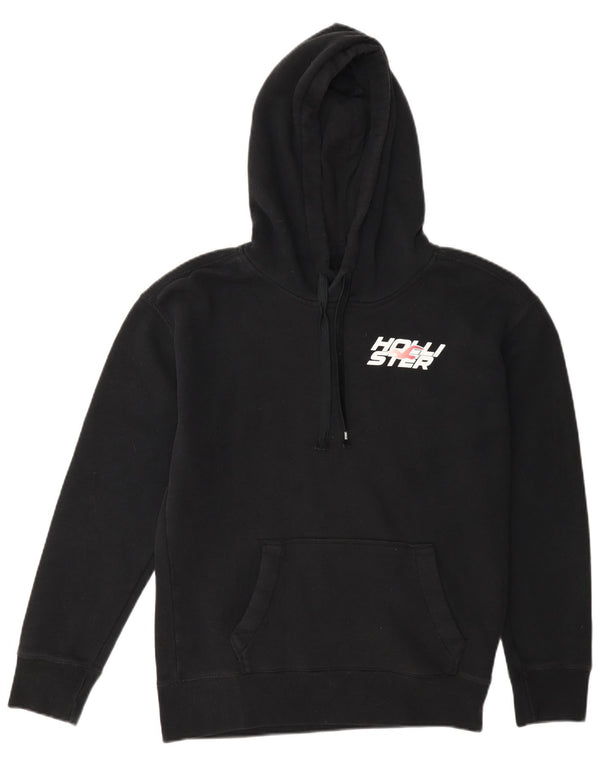 Męski sweter z kapturem i grafiką Hollister XS, czarny, bawełniany