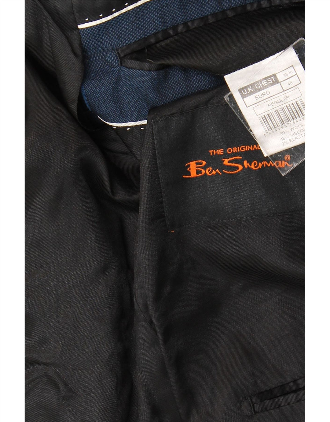 BEN SHERMAN Mens 2 Button Blazer Jacket UK 38 Medium Navy Blue Wool