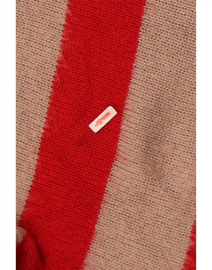 Męski sweter oversize All Saints z dekoltem w szpic, duży, akrylowy w czerwone paski