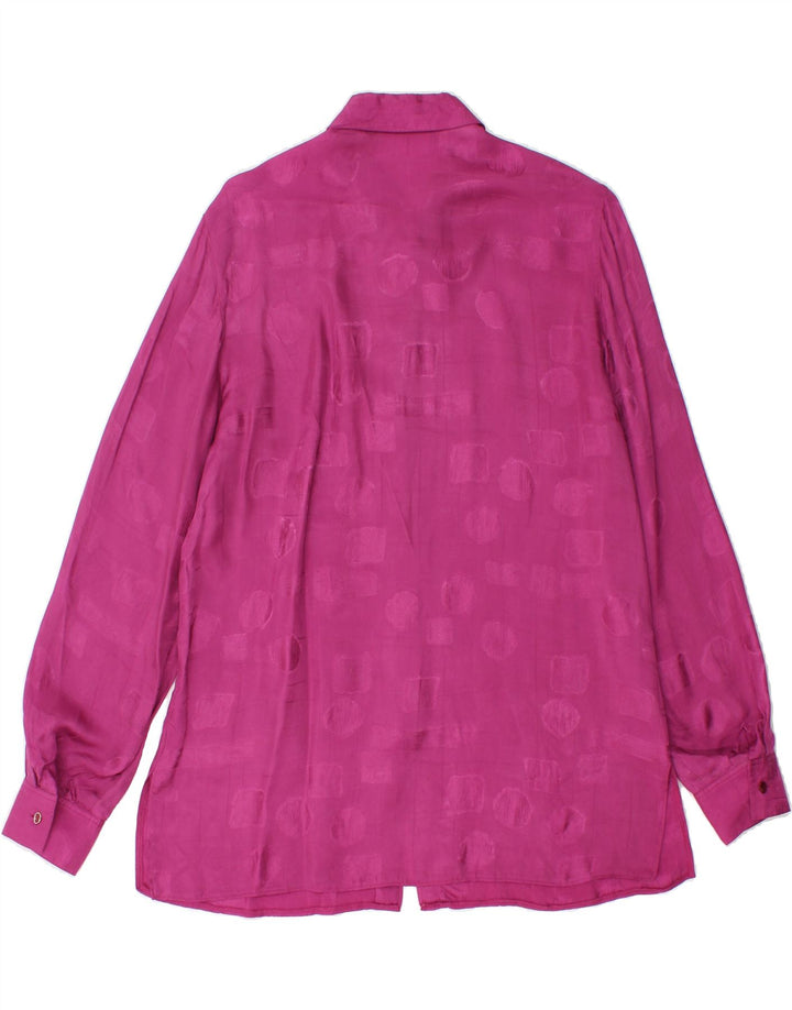 VINTAGE Womens Shirt Blouse EU 38 Medium Purple Geometric Cupro Vintage Vintage and Second-Hand Vintage from Messina Hembry 